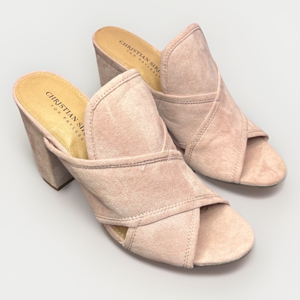 Christian Siriano Blush Women's Slip-On Block Heel Mules Size 7 1/2
